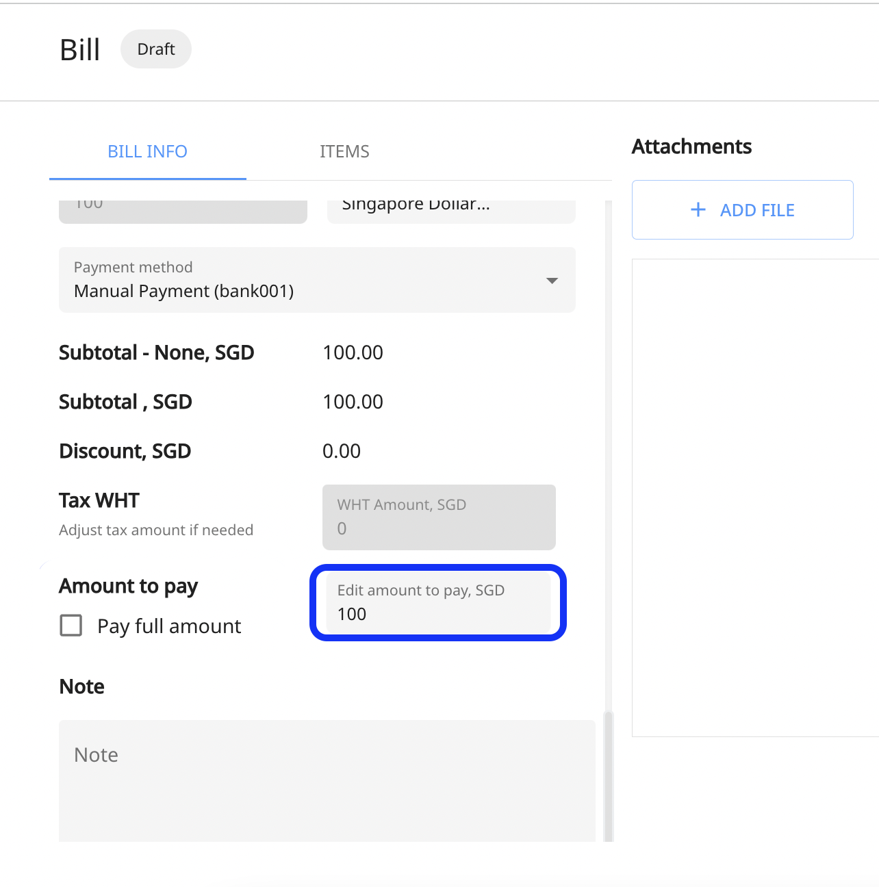 How can I make partial payments for a bill?